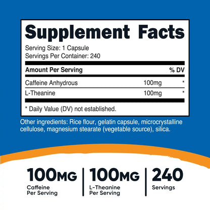 Nutricost Caffeine + L-Theanine Capsules
