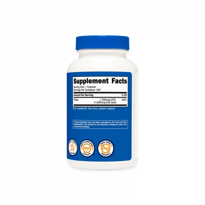 Nutricost Folic Acid (Vitamin B9) Capsules
